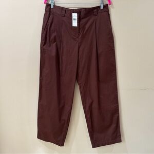 Ann Taylor Women 6 Chino Relaxed Pleated Straight Leg Brown Ankle Pants NWT